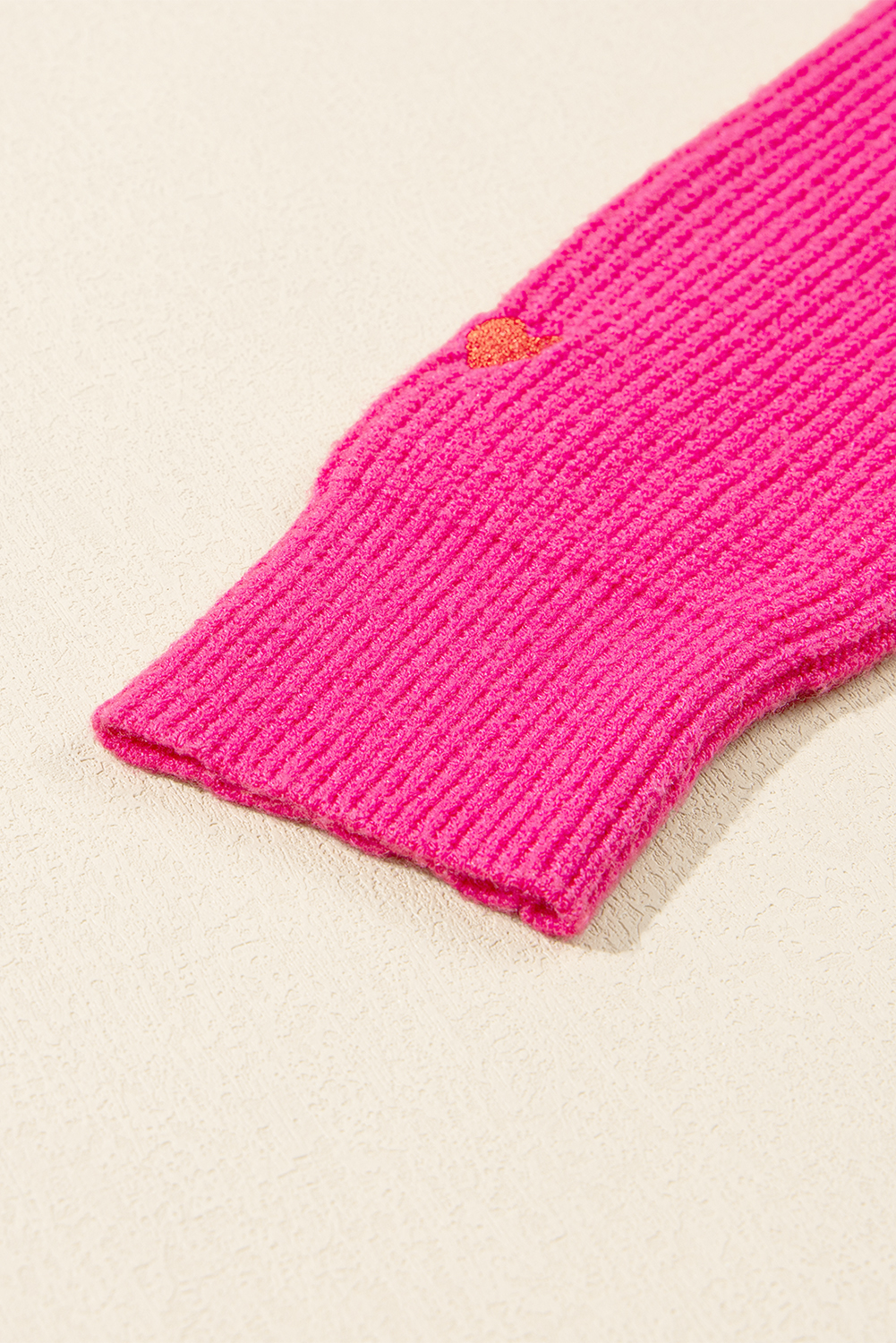 Rose Red Heart Shape Drop Shoulder Round Neck Sweater - loveforevers