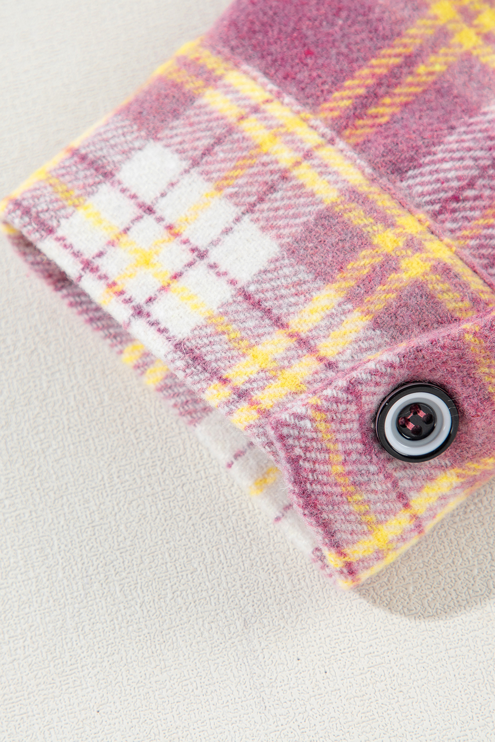 Pink Plaid Print Chest Pocket Long Sleeve Shacket - loveforevers