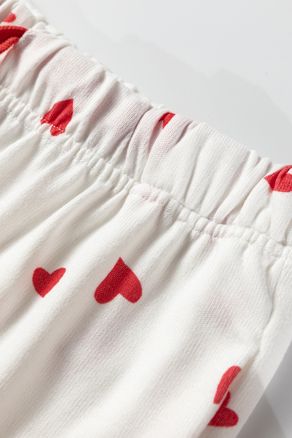 Fiery Red Tiny Hearts Printed Long Sleeve Top Drawstring Lounge Pant Set - loveforevers