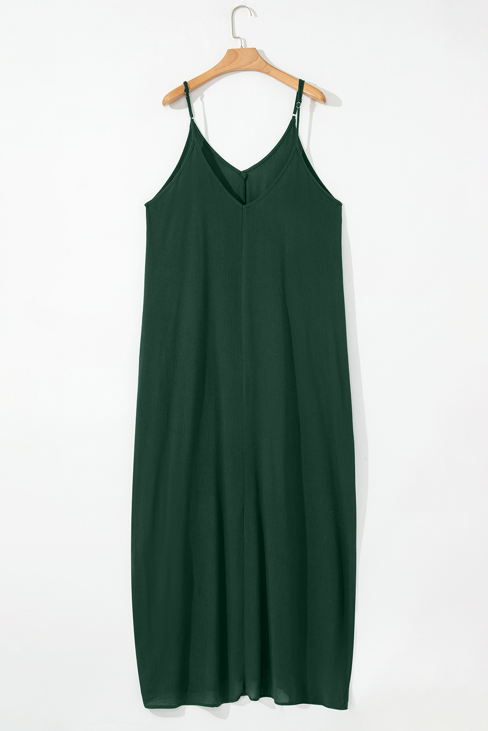 Duffel Green Spaghetti Straps Pocketed Slouchy Maxi Dress - loveforevers