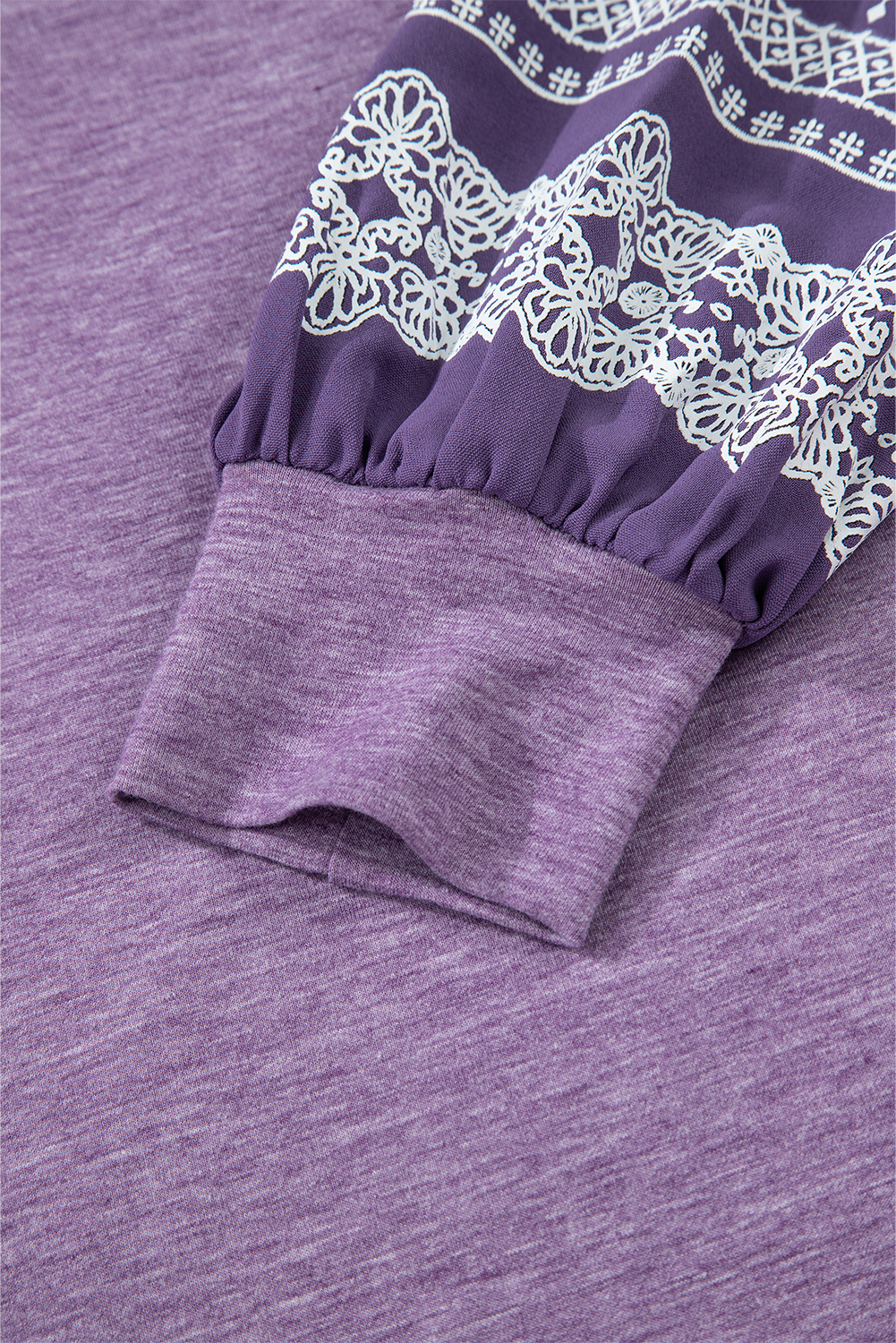 Tillandsia Purple Contrast Print Striped Raglan Long Sleeve Loose Top - loveforevers