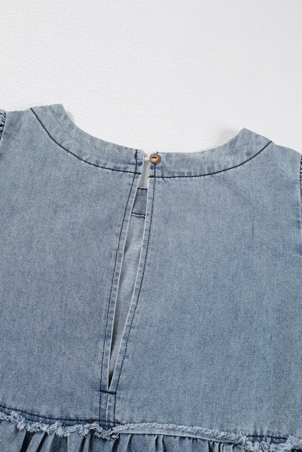 Beau Blue Light Wash High Waist Loose Fit Denim Mini Dress - loveforevers
