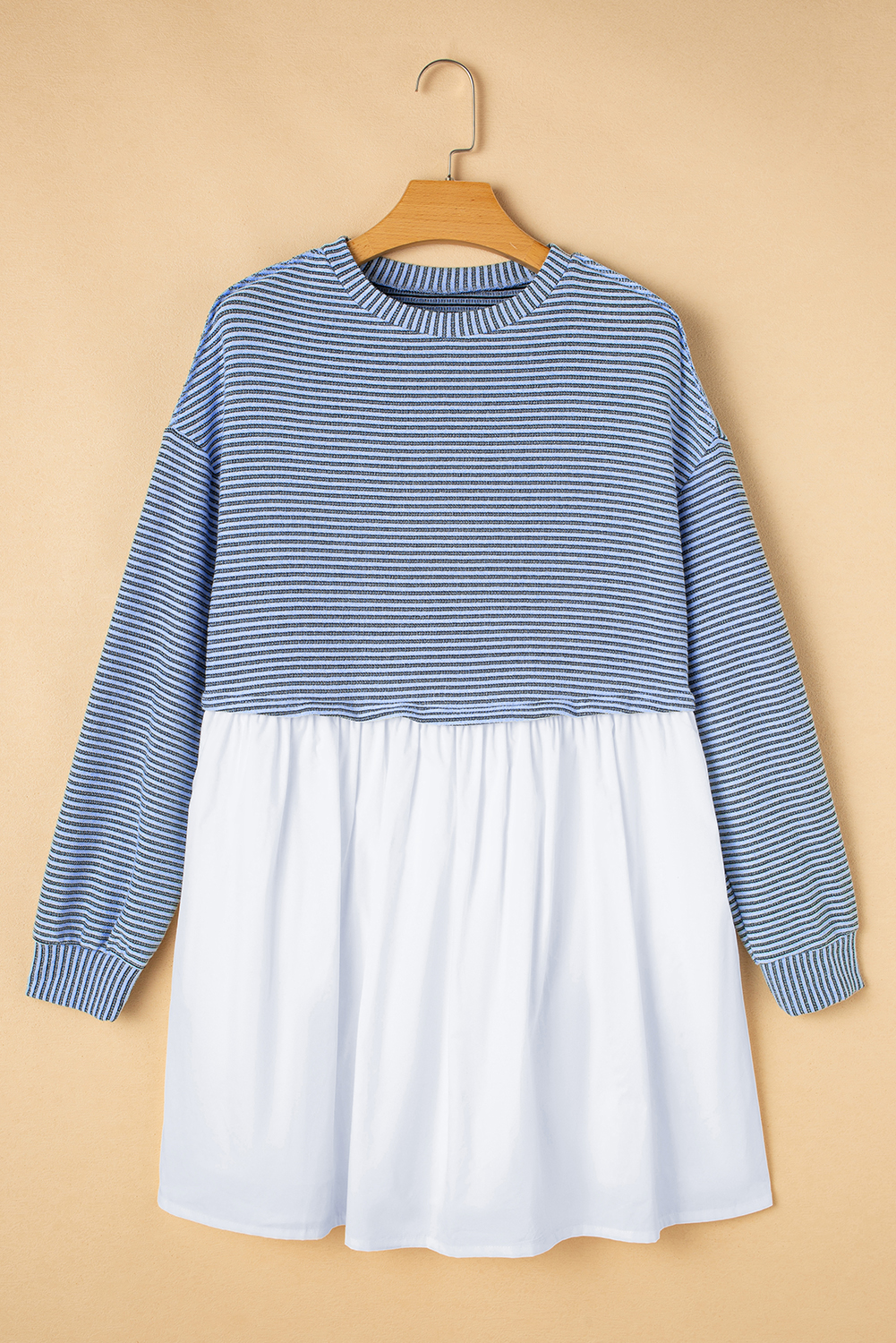 Pale Khaki Sweatshirt Poplin Mini Dress - loveforevers