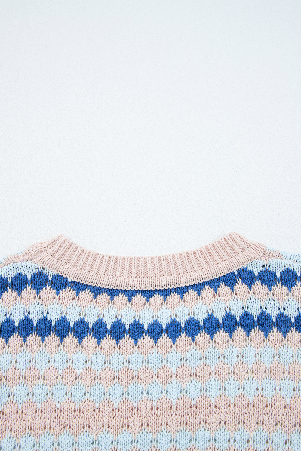 Brown Stripe Eyelet Patterned Drop Shoulder Sweater - loveforevers