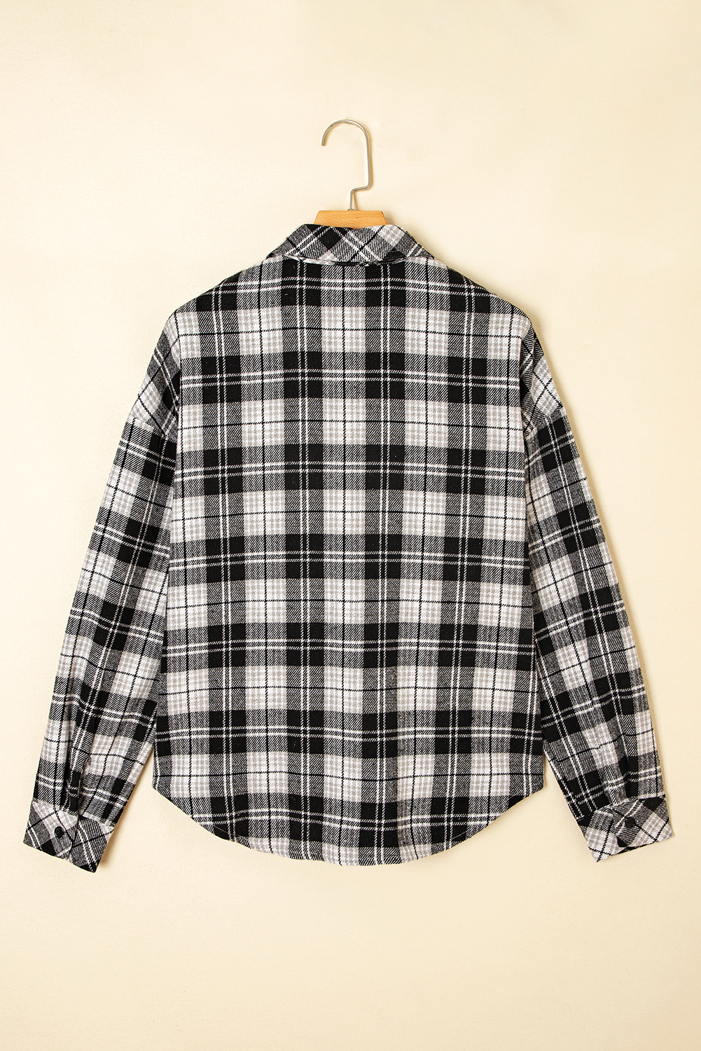 Black Plaid Print Chest Pockets Buttoned Shirt - loveforevers