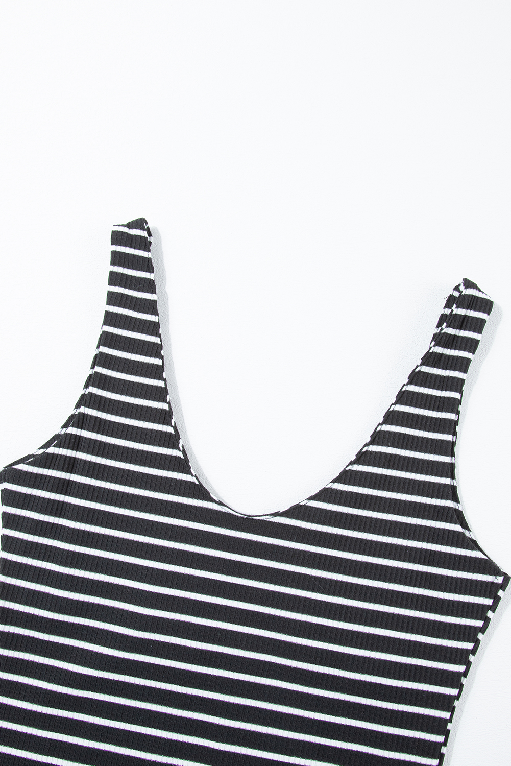 Black Stripe Ribbed Knit Sleeveless Mini Dress - loveforevers
