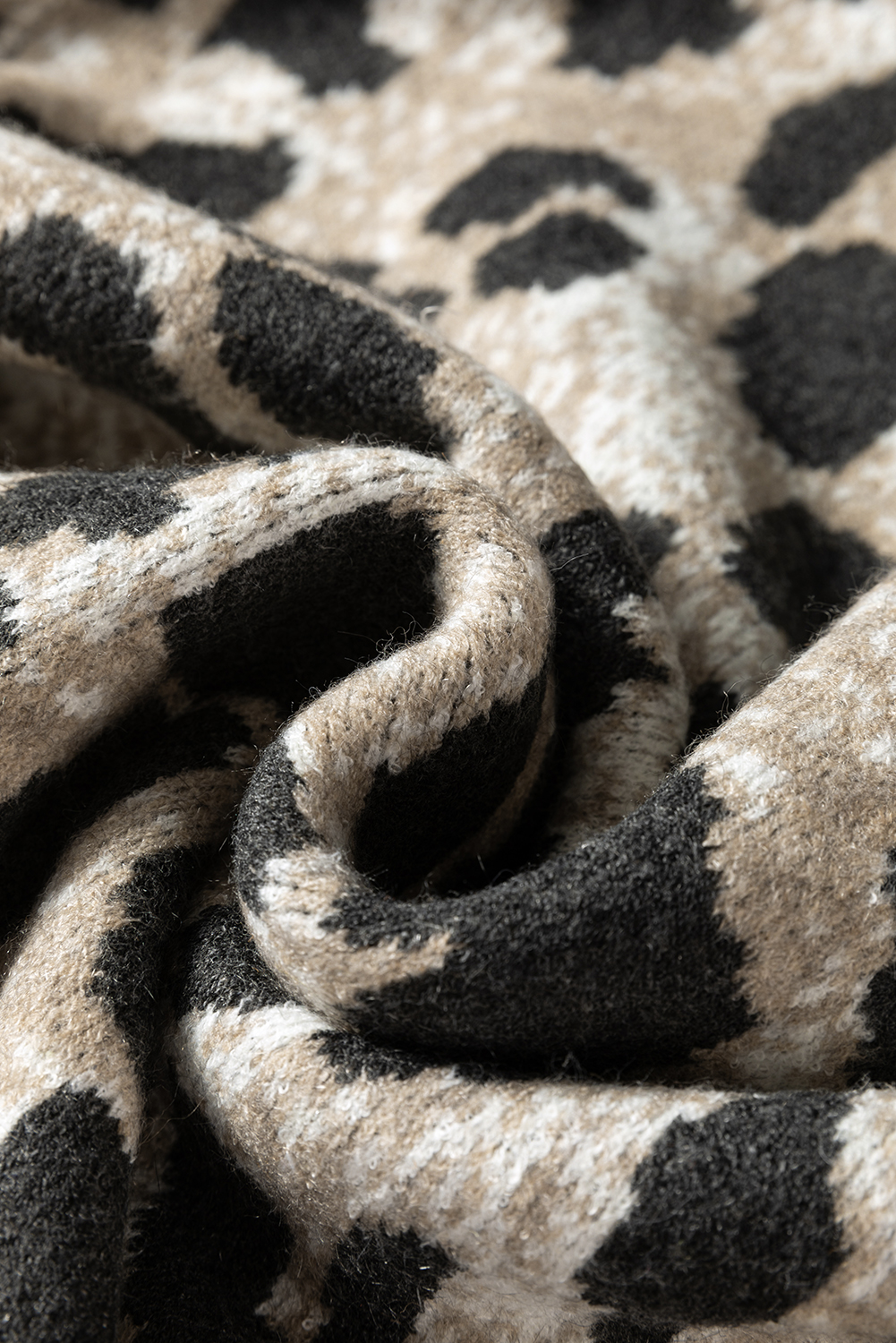 Carbon Grey Leopard Drop Shoulder Baggy Sweater - loveforevers