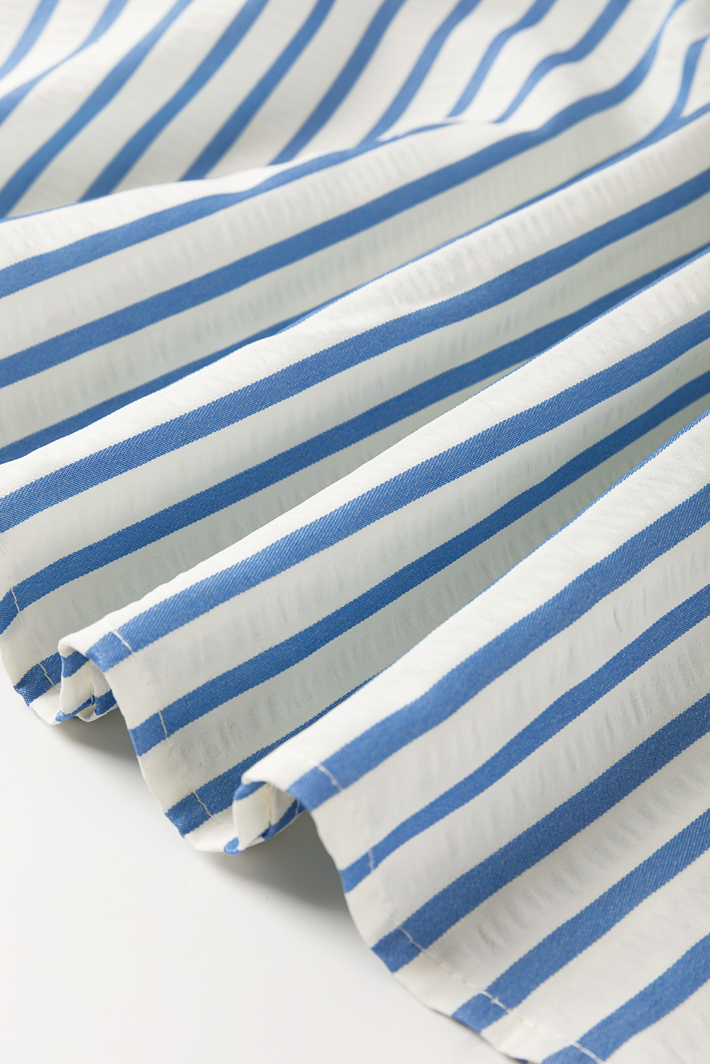 Sky Blue Stripe Knotted Bracelet Sleeve Notched Neck Shift Mini Dress - loveforevers