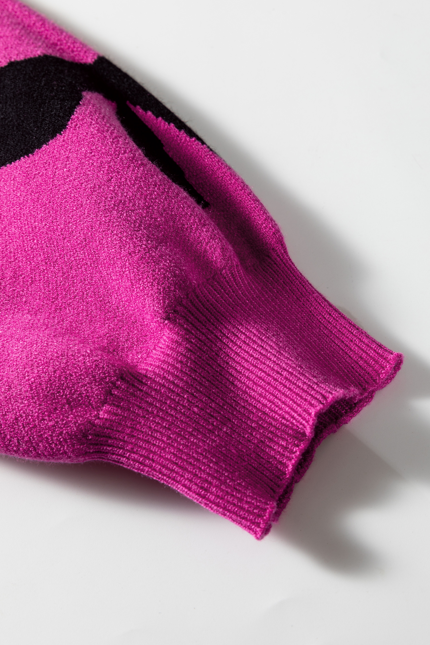Bright Pink Pearl Embellished Bow Pattern Loose Sweater - loveforevers