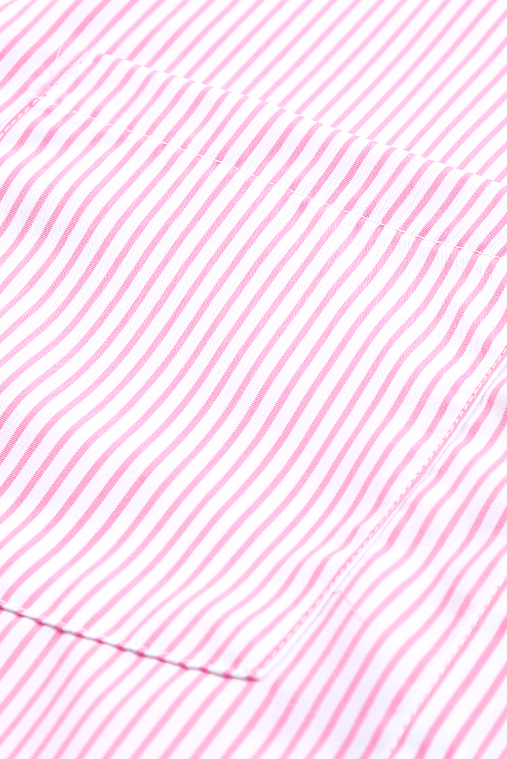 Red Stripe Smocked Cuffed Striped Boyfriend Shirt with Pocket - loveforevers