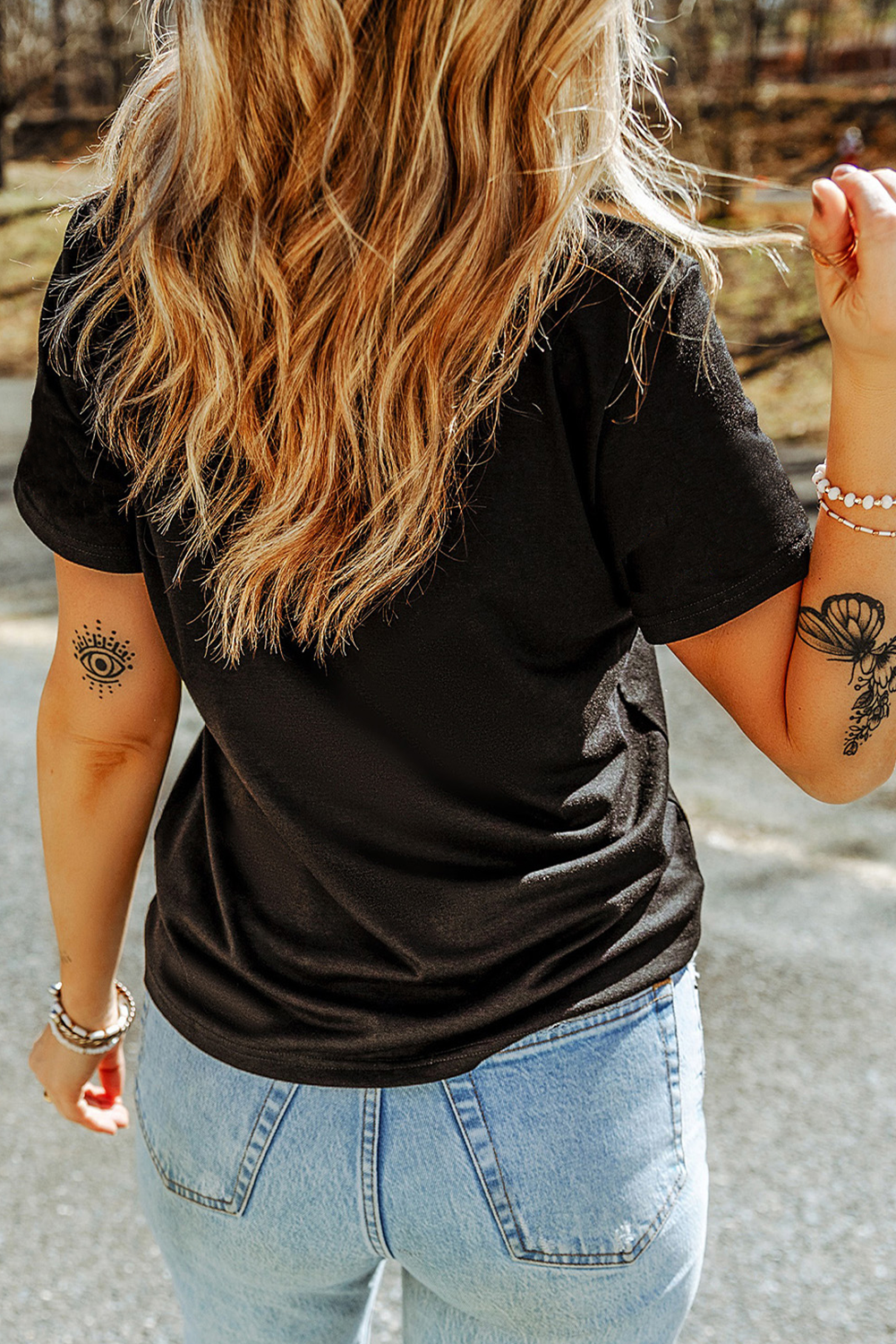 Black Western Fashion Geometric Embroidered T Shirt - loveforevers