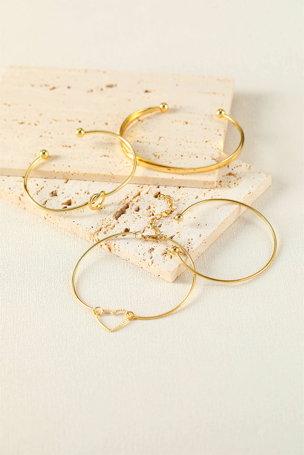 Gold Love Geometric Cross Plated Bracelet 4-piece Set - loveforevers