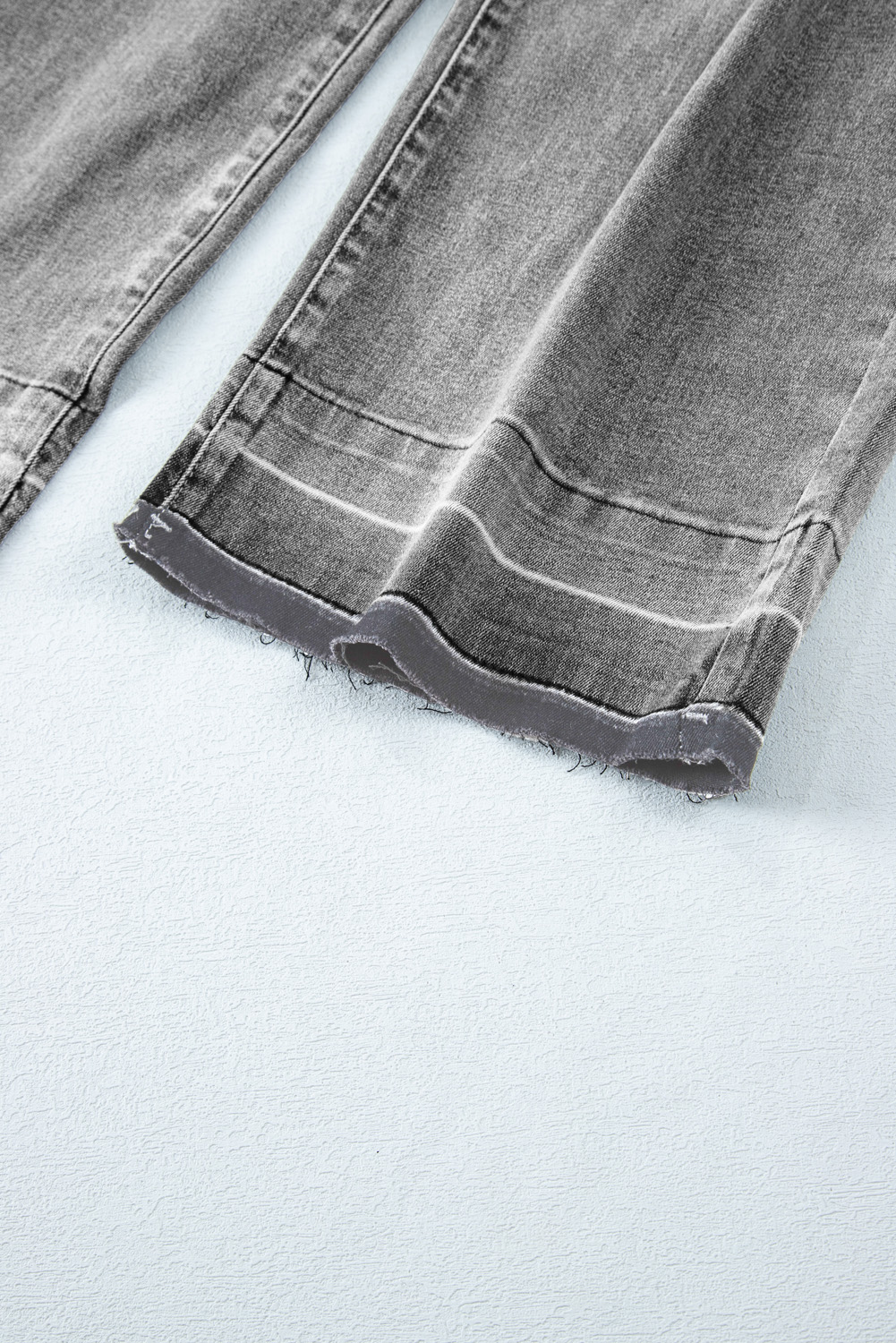 Gray Raw Hem Straight Leg Loose High Waist Jeans - loveforevers