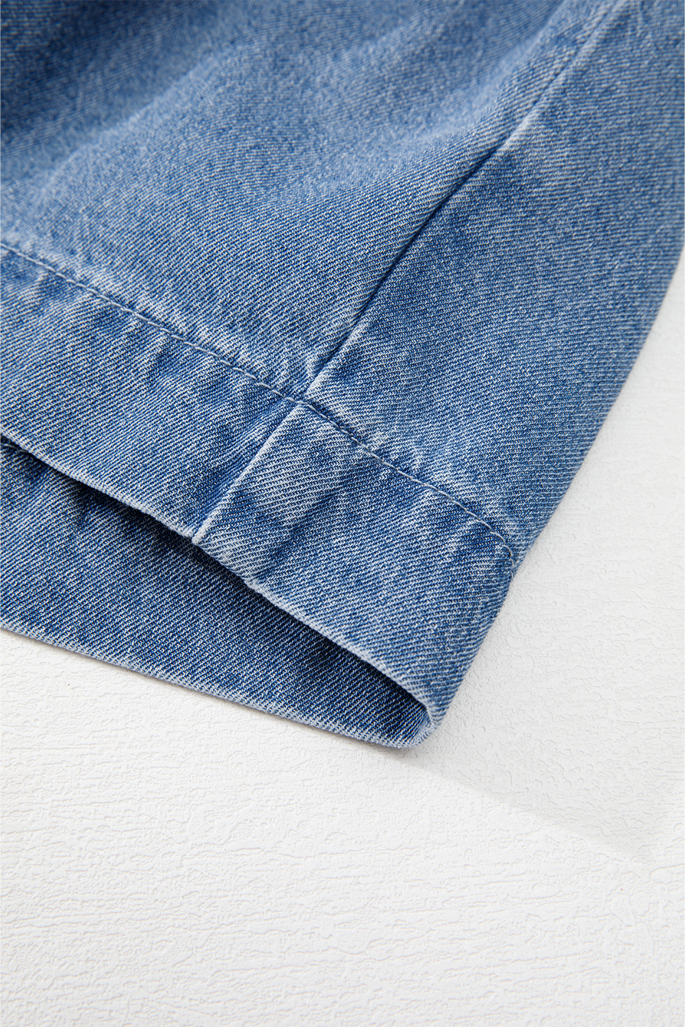 Dusk Blue Tied Front Bubble Sleeve Peplum Denim Shirt - loveforevers