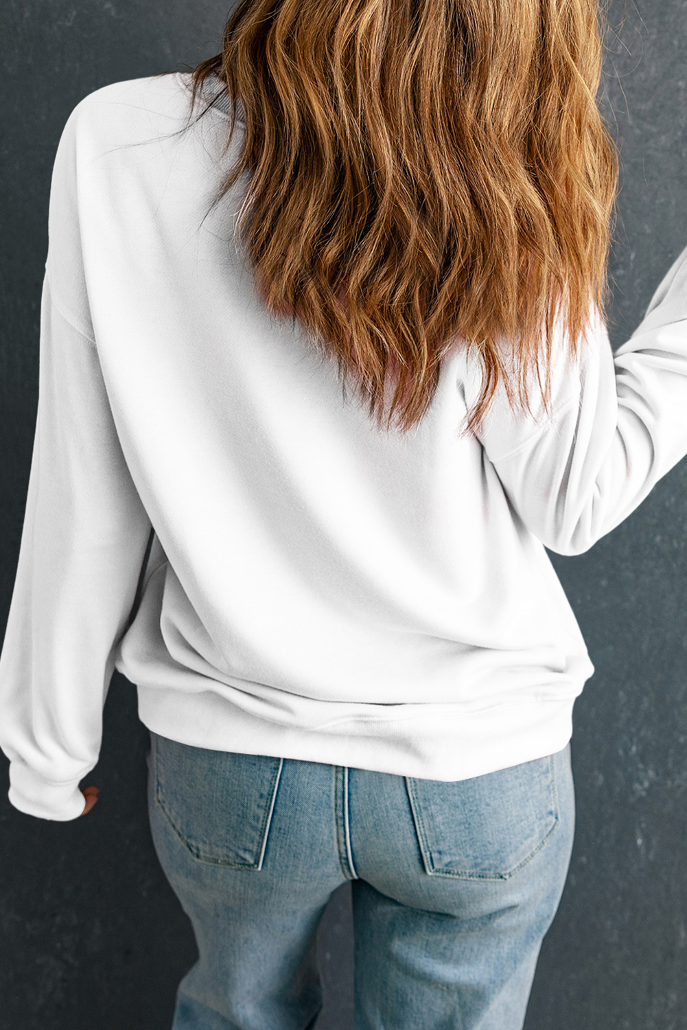 White Merry Christmas Fashion Print Cotton Blend Sweatshirt - loveforevers