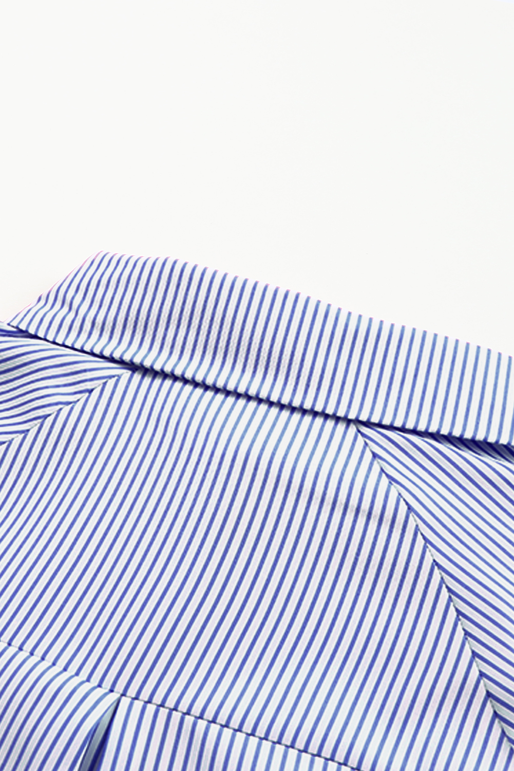 Red Stripe Smocked Cuffed Striped Boyfriend Shirt with Pocket - loveforevers