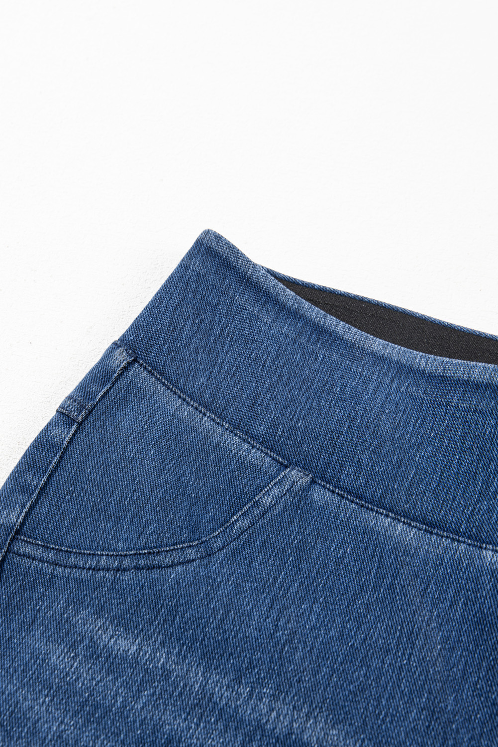 Navy Blue Skinny Elastic Waist Ankle Length Mid Waist Jeggings with Pockets - loveforevers