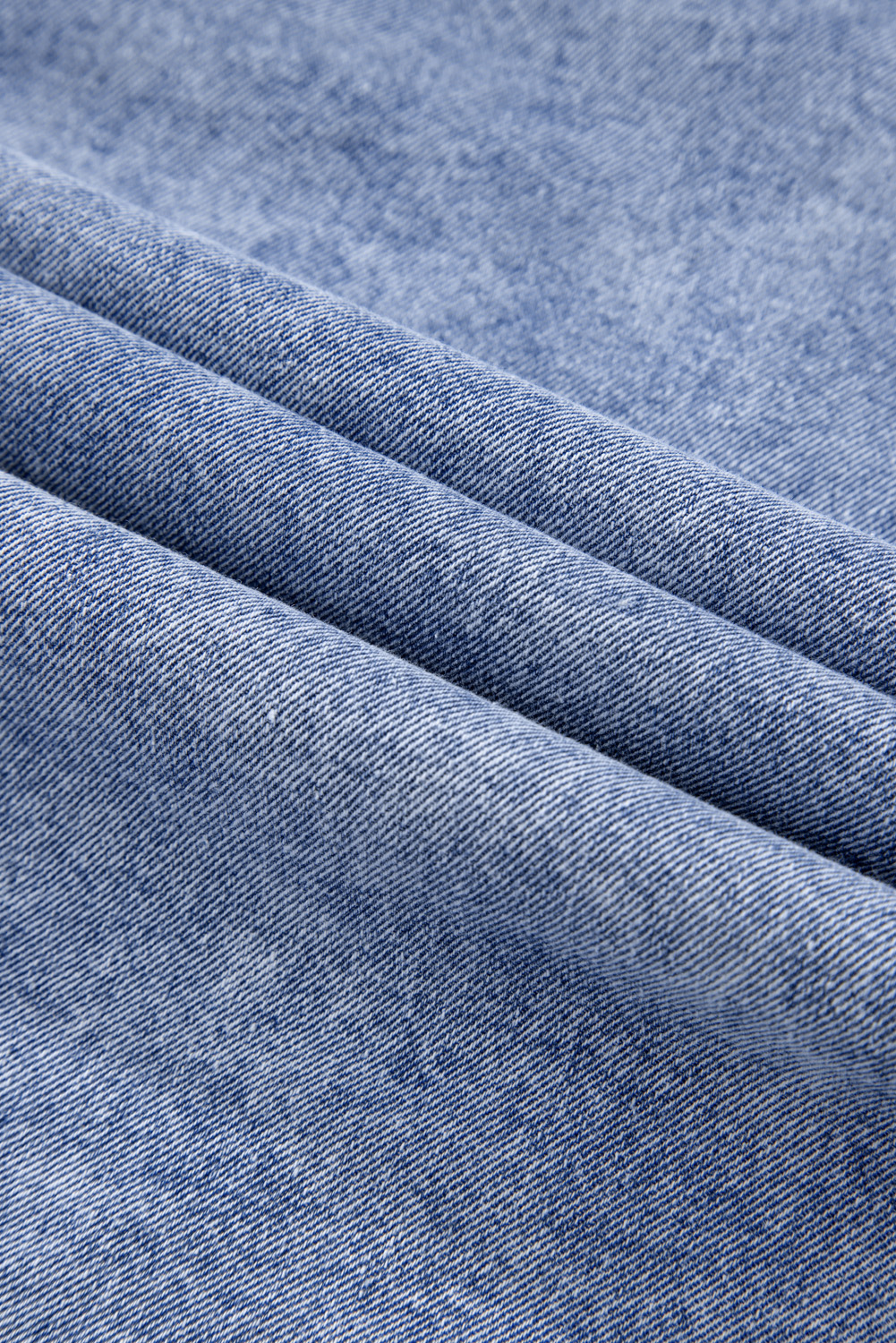 Beau Blue Mineral Wash Long Sleeve Button Up Raw Hem Pocketed Denim Dress - loveforevers