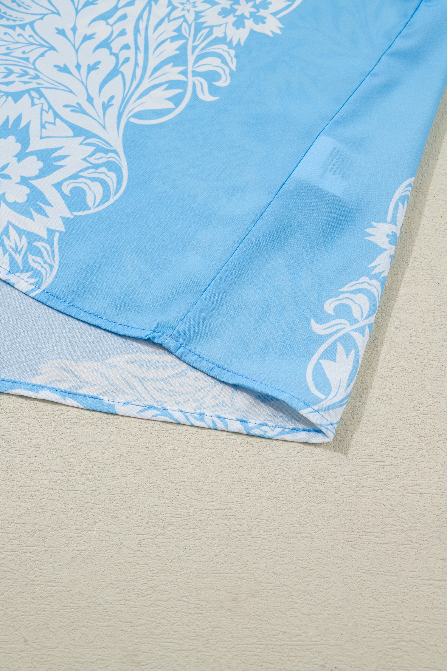 Sky Blue Ruffled Collar Puff Sleeve Flower Blouse - loveforevers