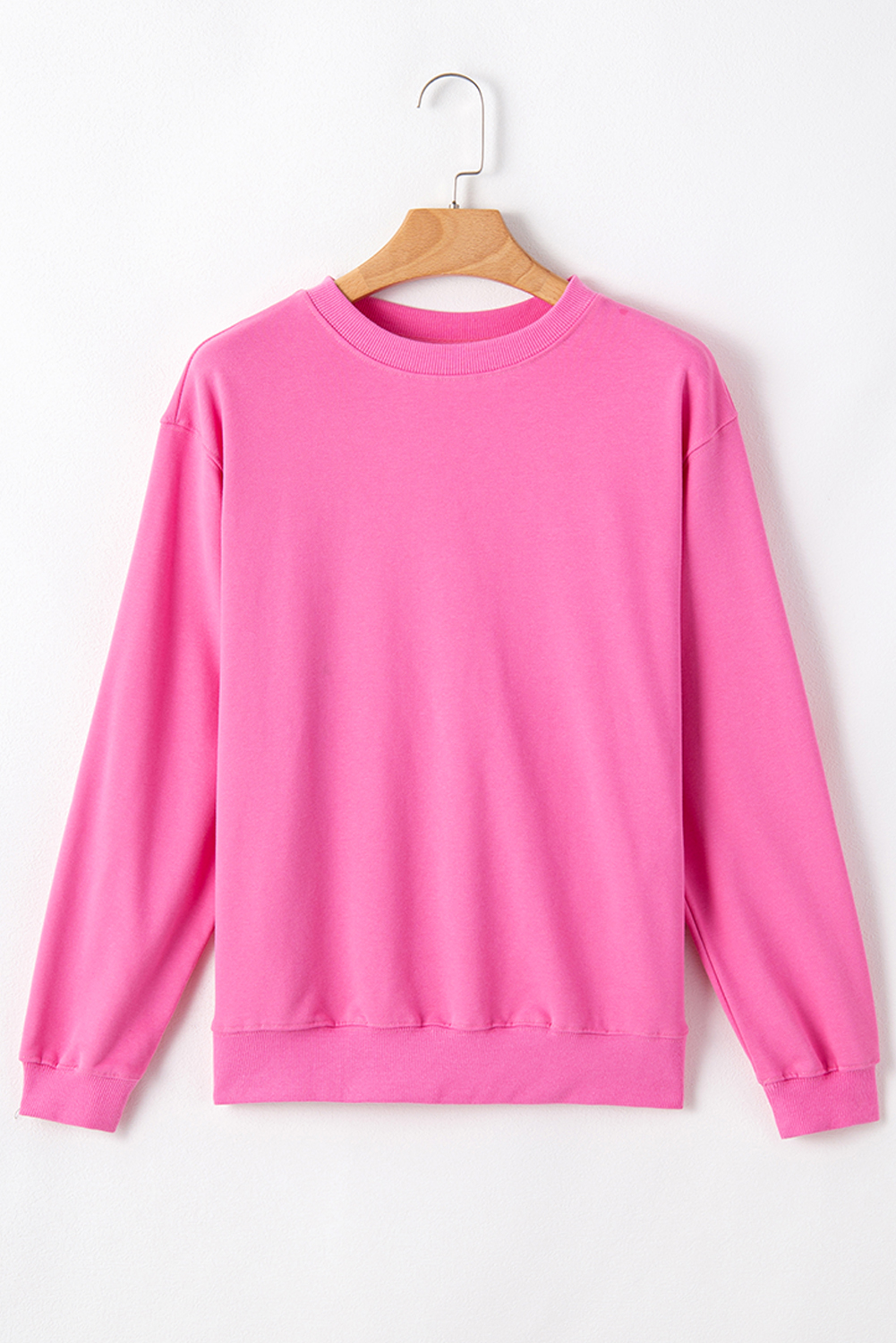 Navy Blue Plain Drop Shoulder Crewneck Pullover Sweatshirt - loveforevers