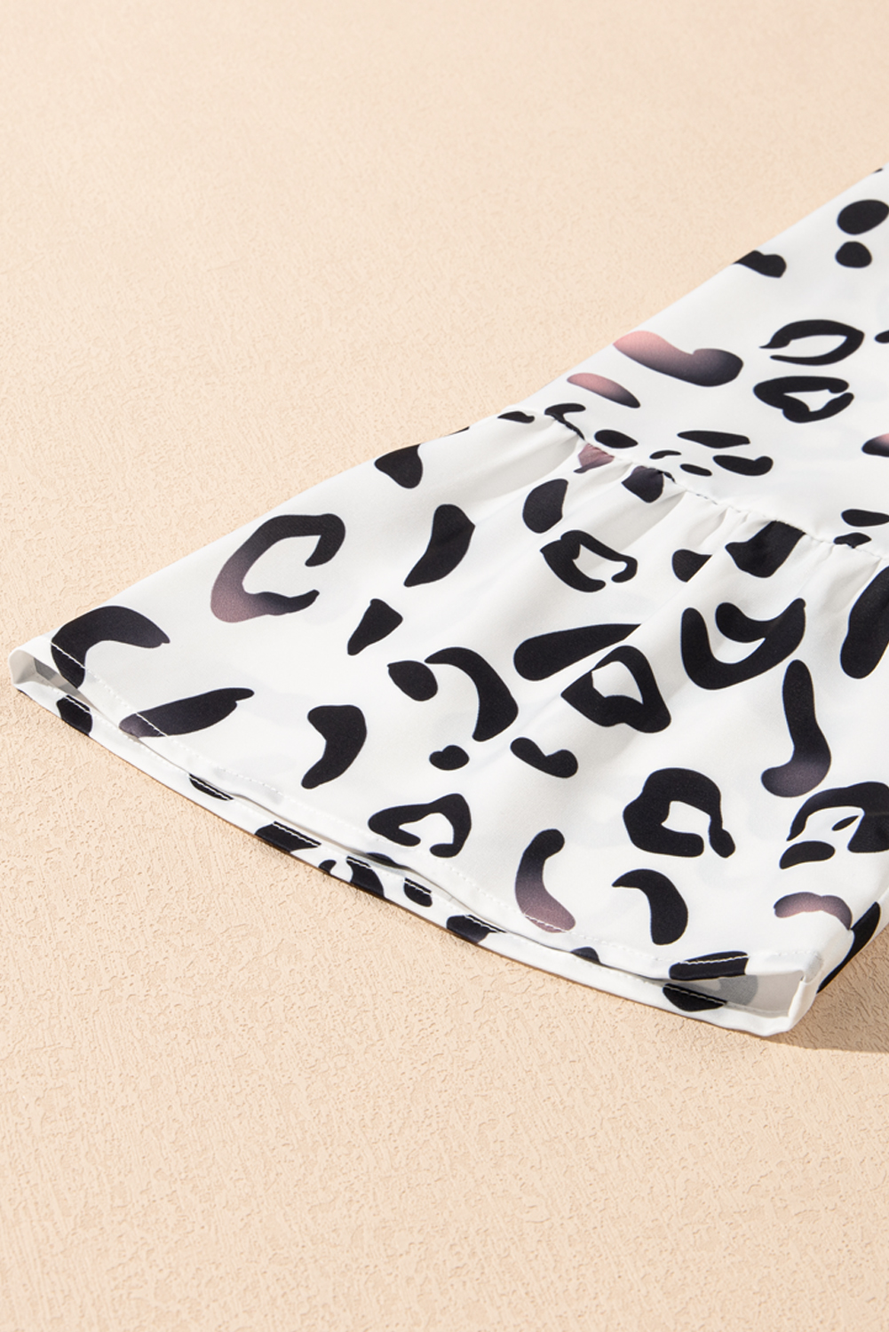 White Leopard Print Notch V Neck Loose Fit Maxi Dress - loveforevers