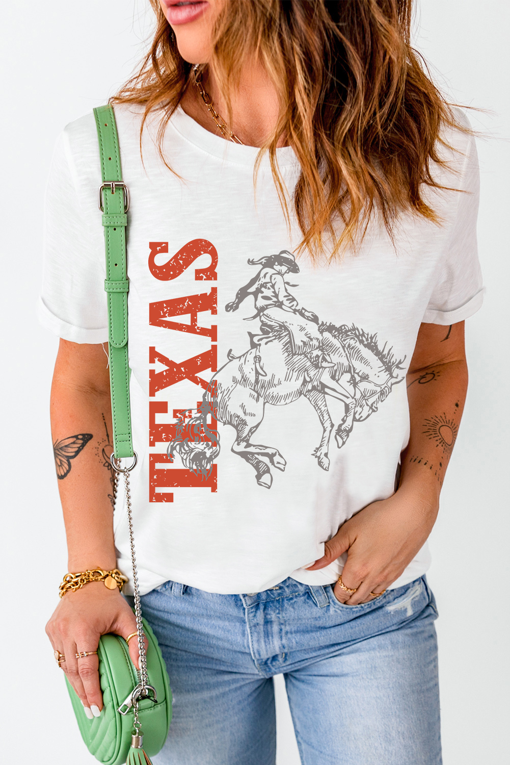 White TEXAS Cowboy Printed Western Fashion T Shirt - loveforevers