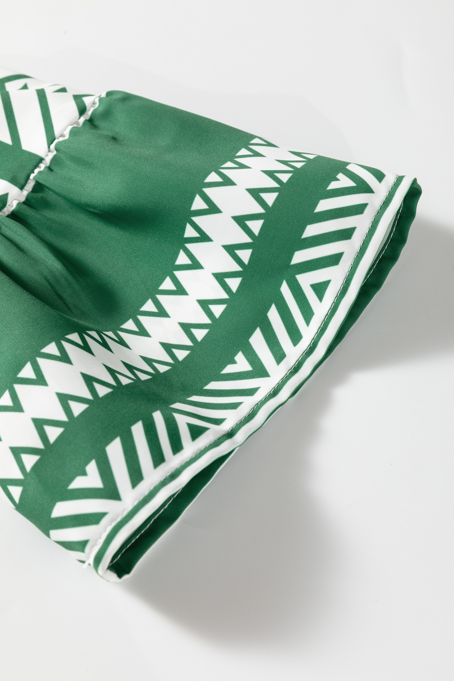 Green Boho Ethnic Print Half Button 3/4 Sleeve Casual Dress - loveforevers