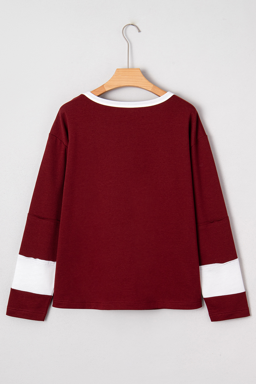 Red Dahlia Cheerful Daisy Flower Patched Round Neck Long Sleeve Top - loveforevers