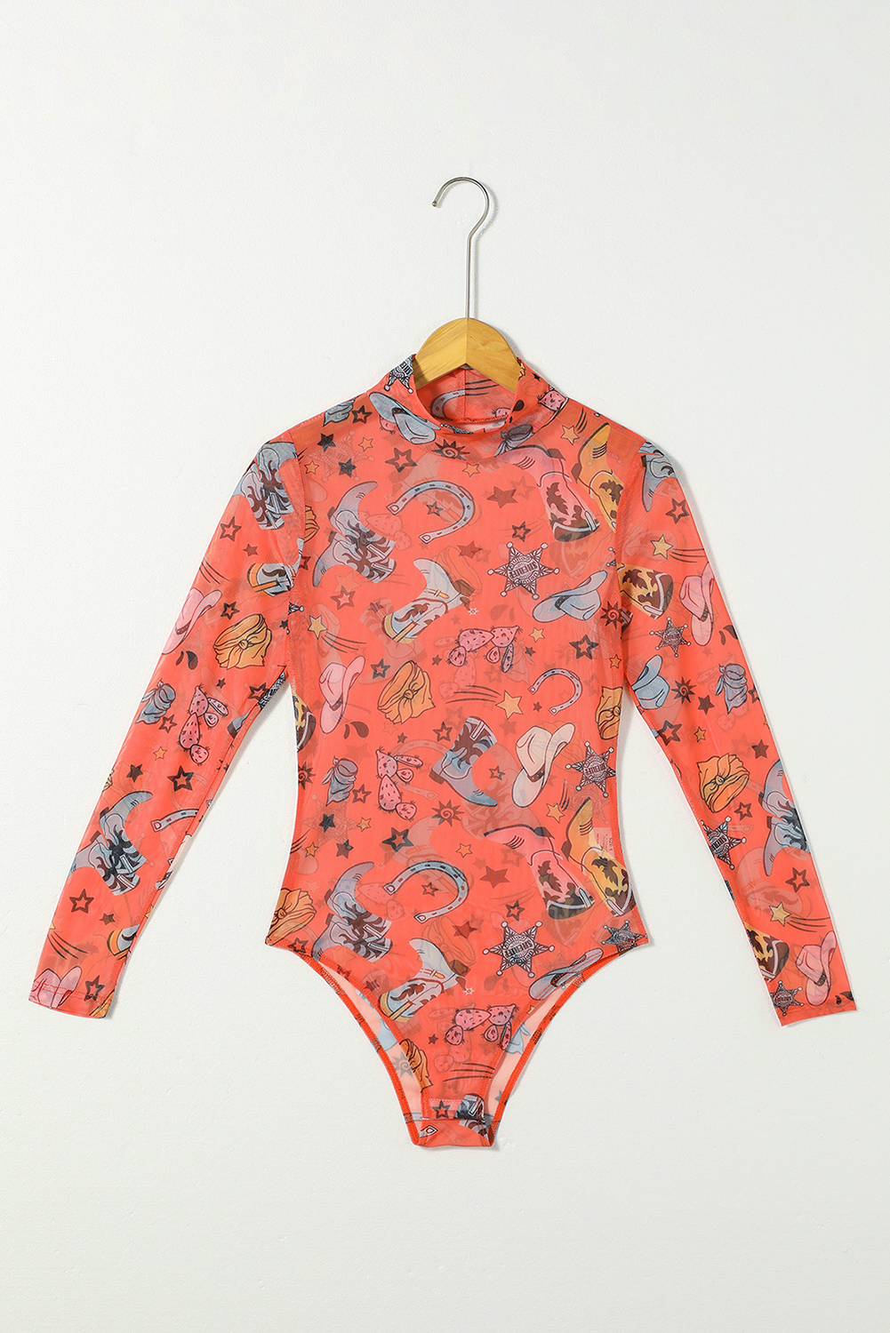 White Rodeo Bound Printed Long Sleeve Bodysuit - loveforevers