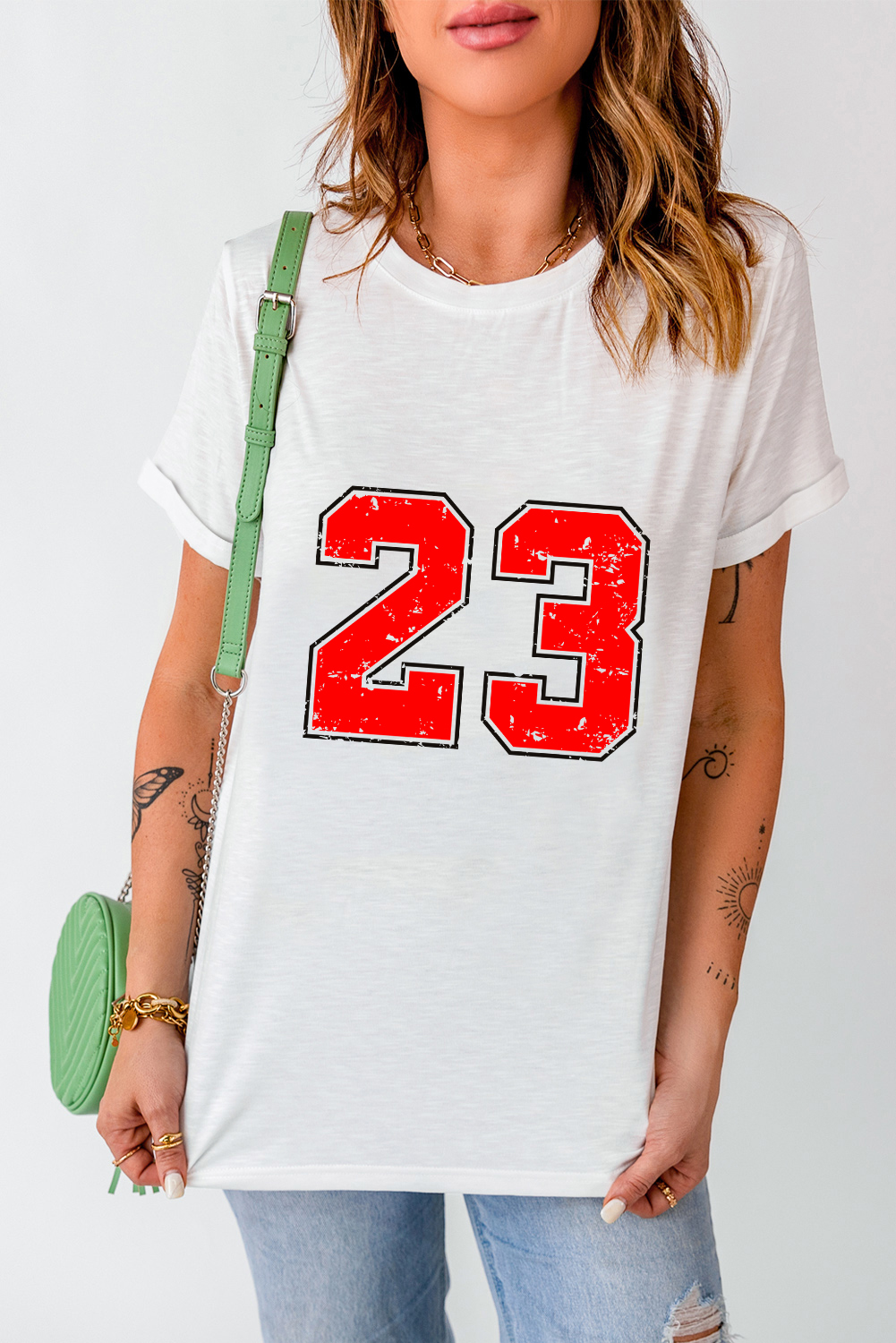 White Number 23 Cracking Print Casual T Shirt - loveforevers