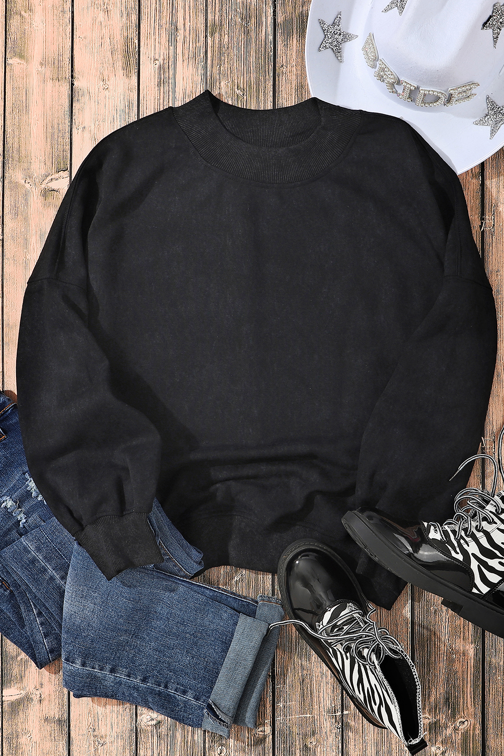 Brown Drop Shoulder Crew Neck Pullover Sweatshirt - loveforevers
