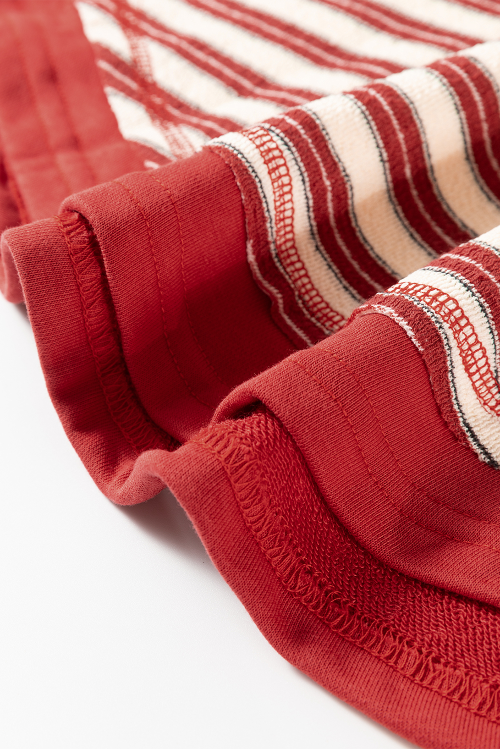 Red Stripe Buttoned V Neck Collared Drop Shoulder Top - loveforevers