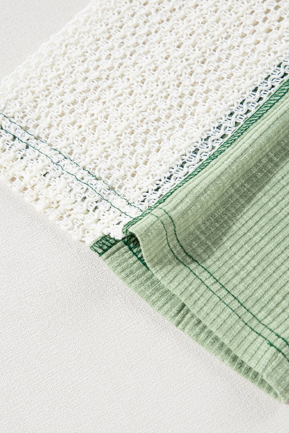 Grass Green Crochet Detail Exposed Seam High Low Loose Top - loveforevers