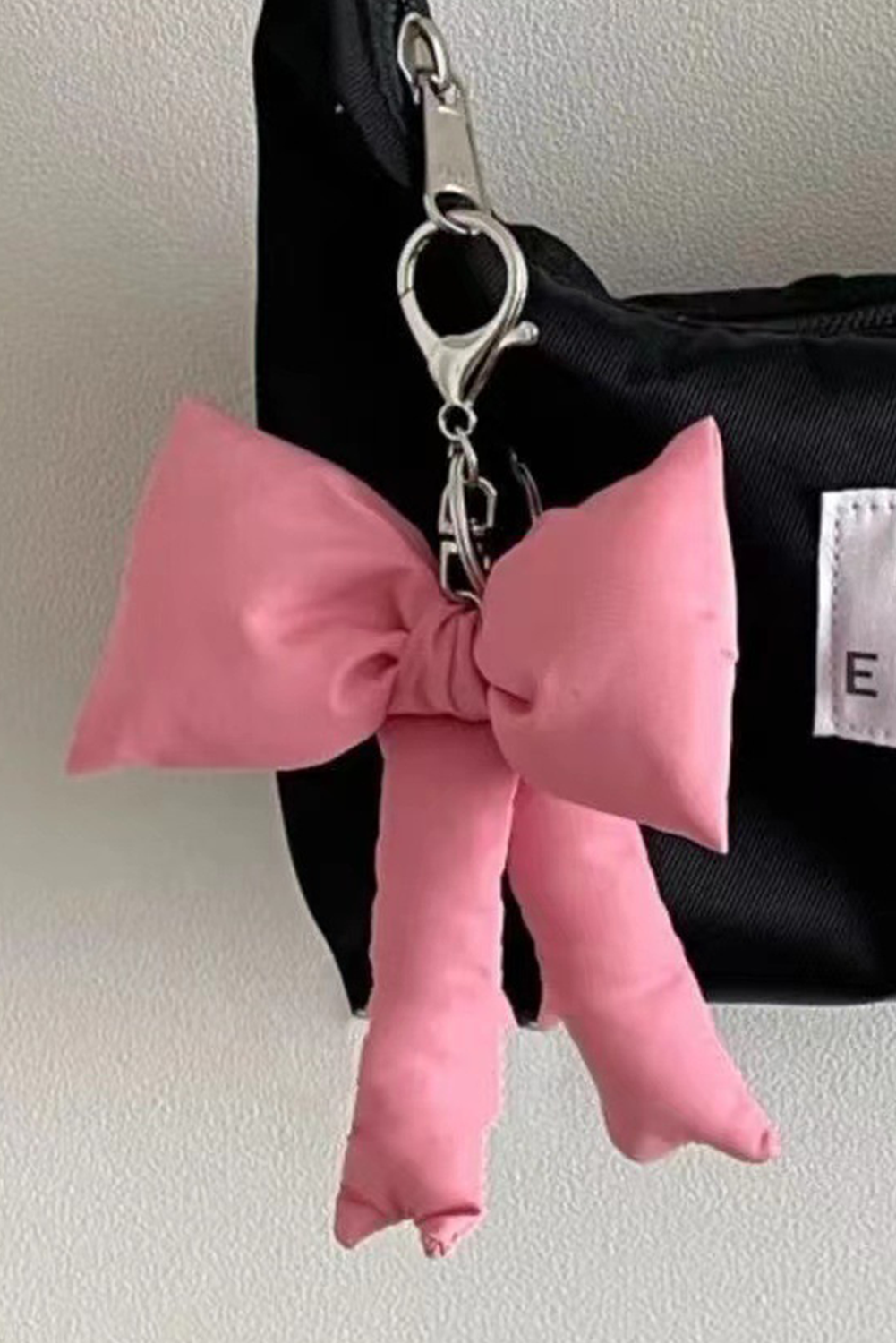 Pink Gingham Puffer Bow Knot Bag Pendant Keychain - loveforevers