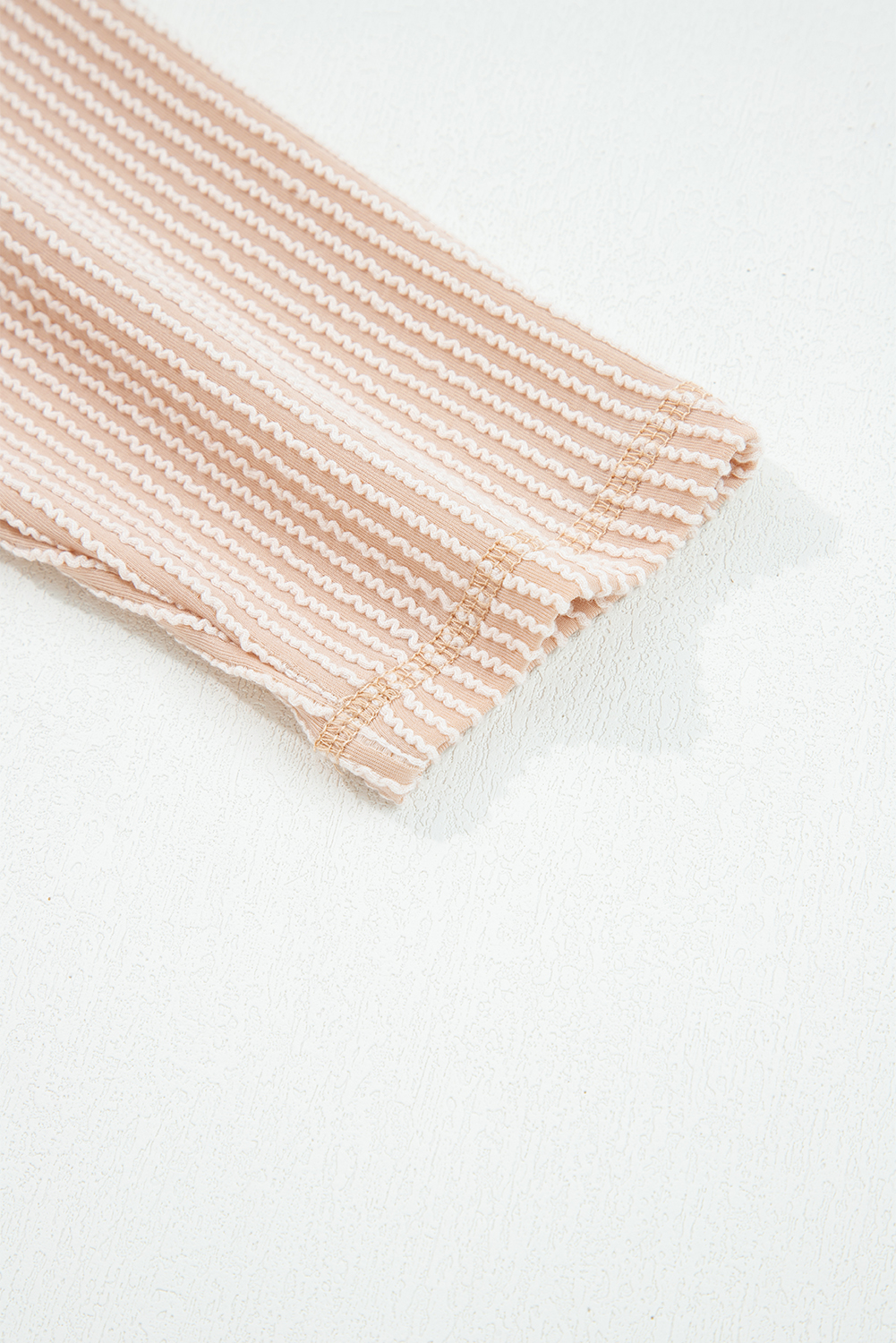 Dark Khaki Twist Ribbed Exposed Seam Detail Long Sleeve Loose Top - loveforevers