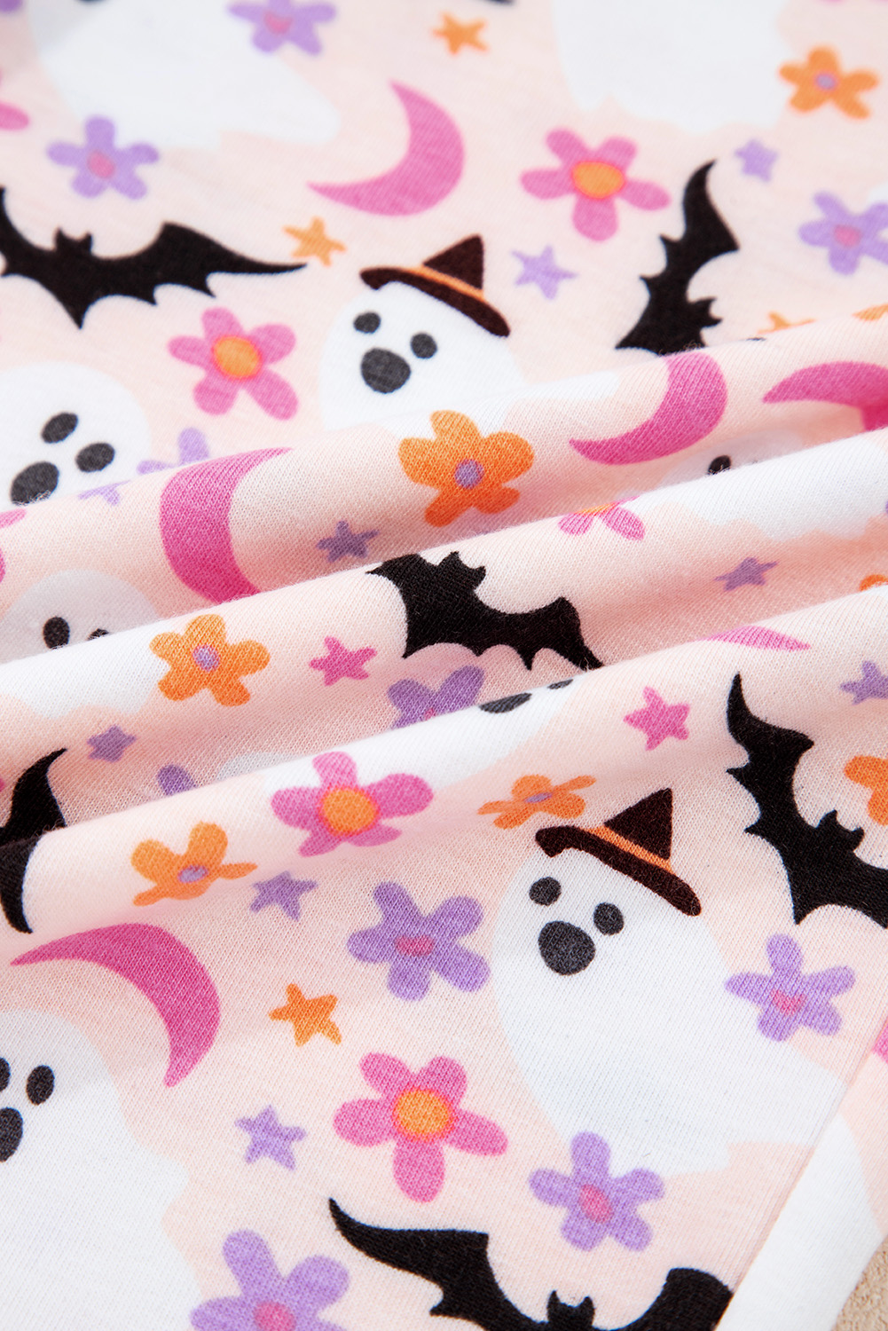 Pink Halloween Eve Haunted Honey Bat Print Pajama Set - loveforevers