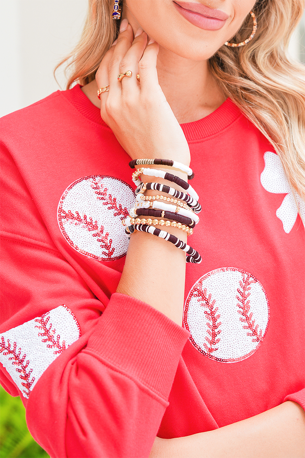 Chestnut Game Day 8pcs Stackable Football Beaded Charm Bracelet Set - loveforevers