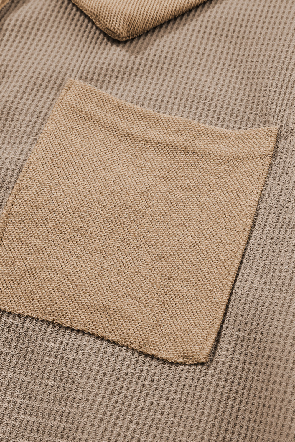 Brown Waffle Knit Buttoned Long Sleeve Top - loveforevers