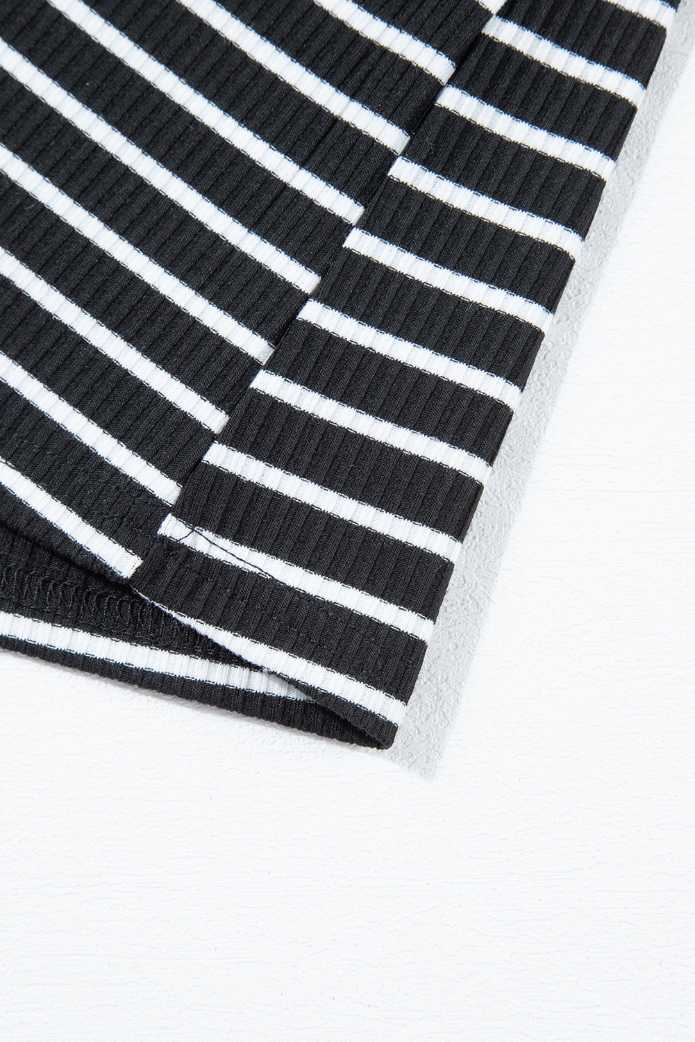 Black Stripe Ribbed Knit Sleeveless Mini Dress - loveforevers
