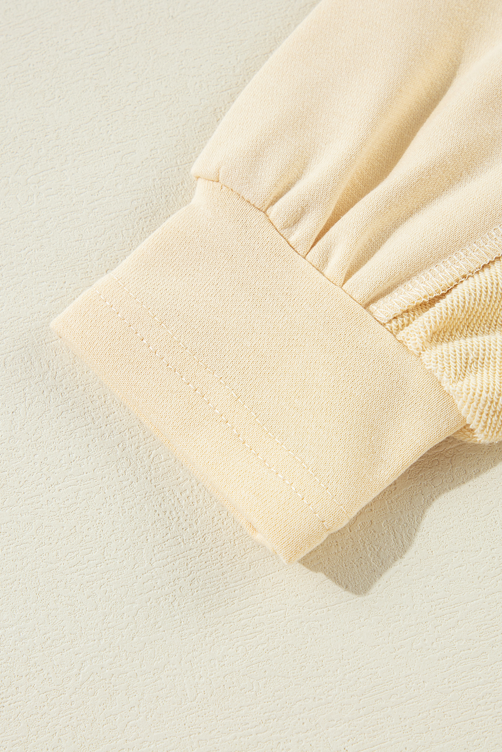 Beige Splicing Round Neck Pullover Sweatshirt - loveforevers