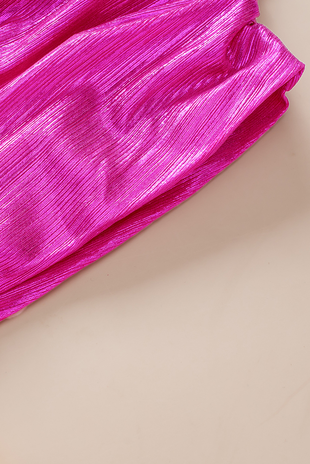 Bright Pink Ruched Sleeves Knotted Backless Blouse - loveforevers