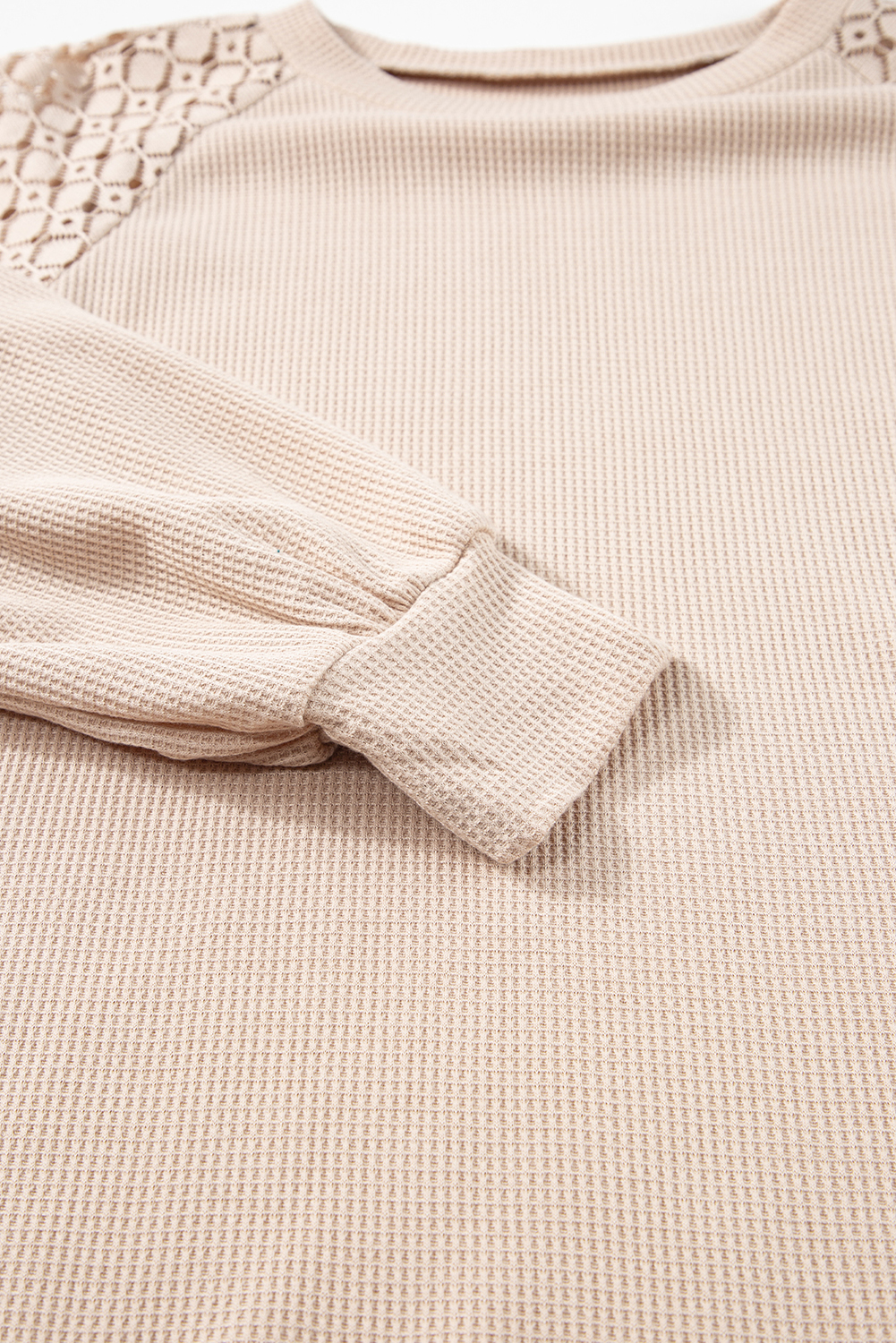 White Lace Long Sleeve Textured Pullover - loveforevers