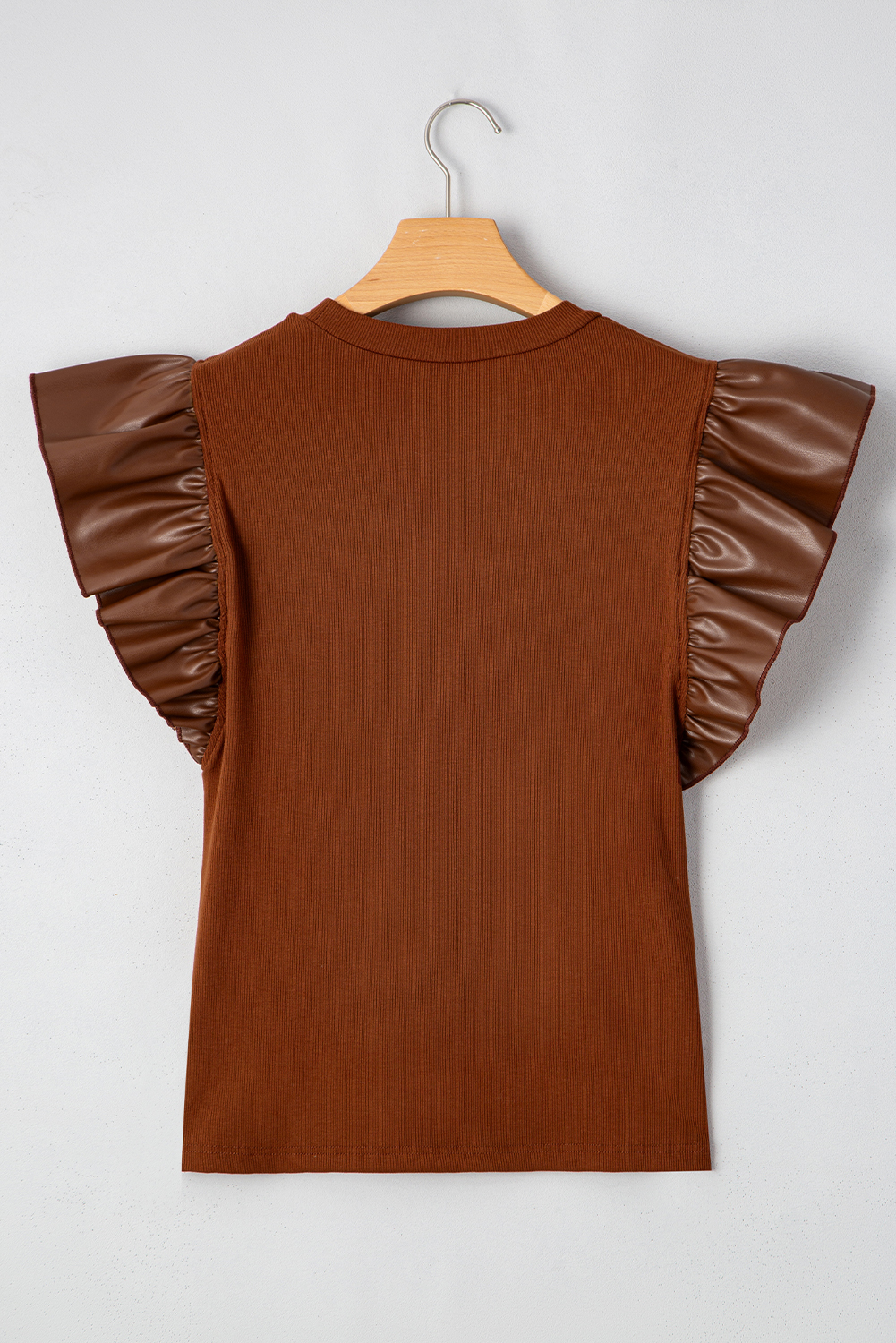 Black GAME DAY Checkered Letter Graphic Leatherette Ruffle Sleeve Top - loveforevers