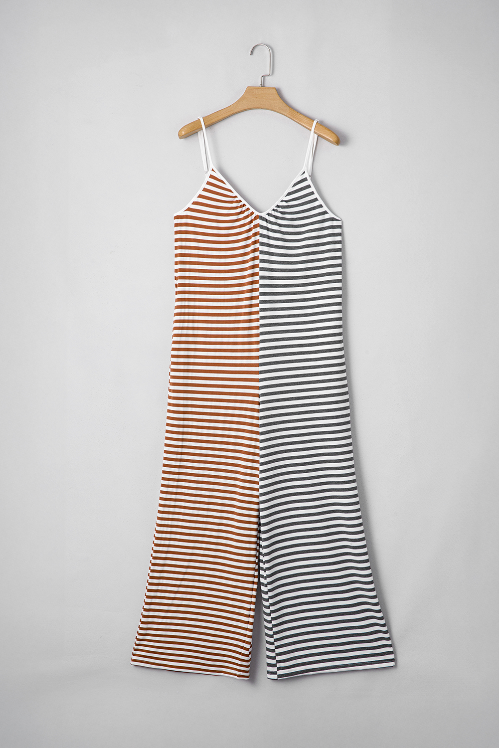 Yellow Stripe Two Tone Contrast Spaghetti Strap Backless Overall - loveforevers
