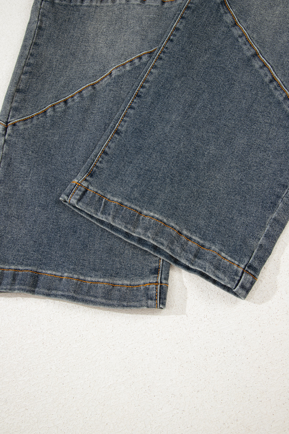 Sail Blue Exposed Stitching Loose Straight High Waist Jeans - loveforevers
