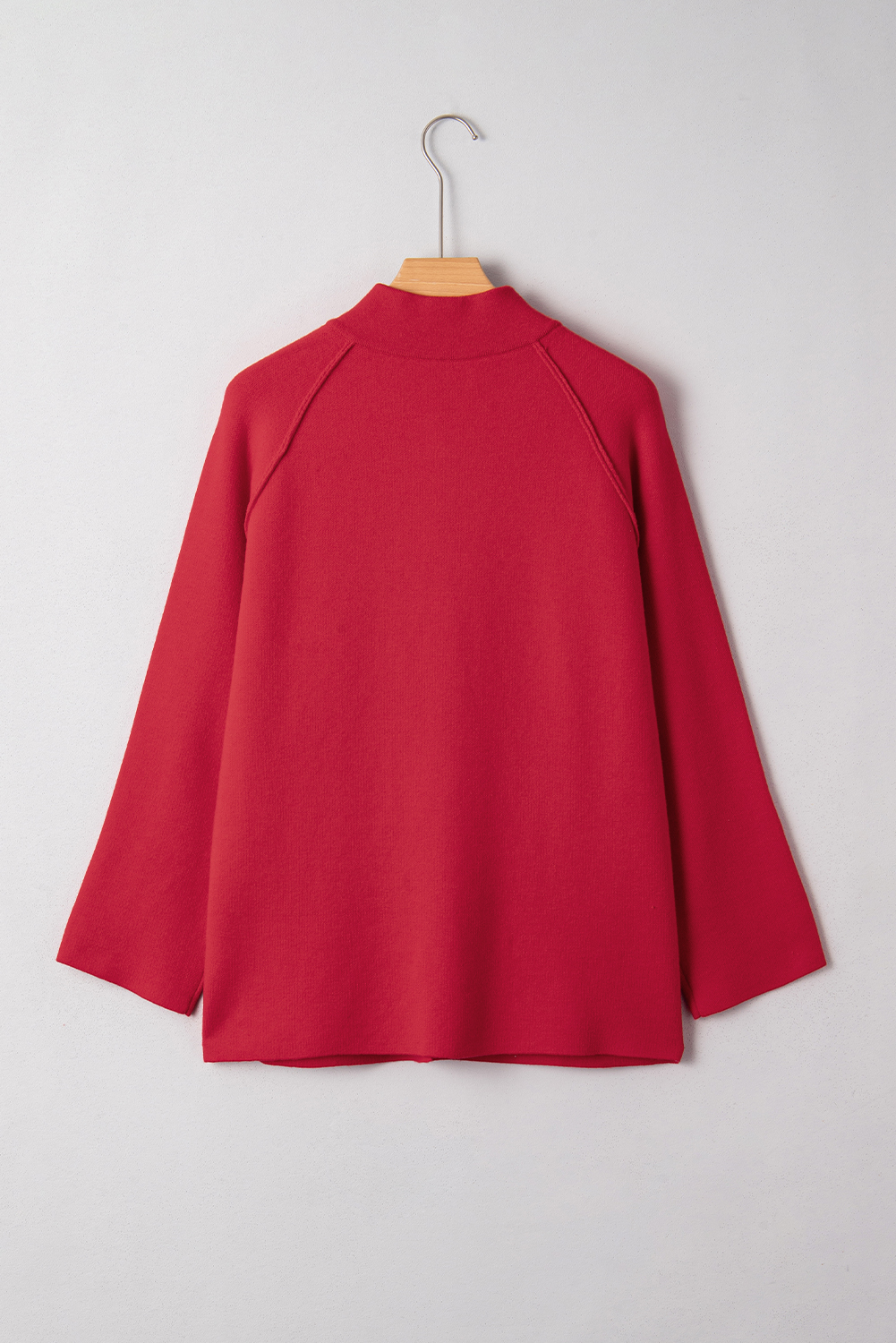 Fiery Red Collared Button Front Wrapped Cardigan Jacket - loveforevers