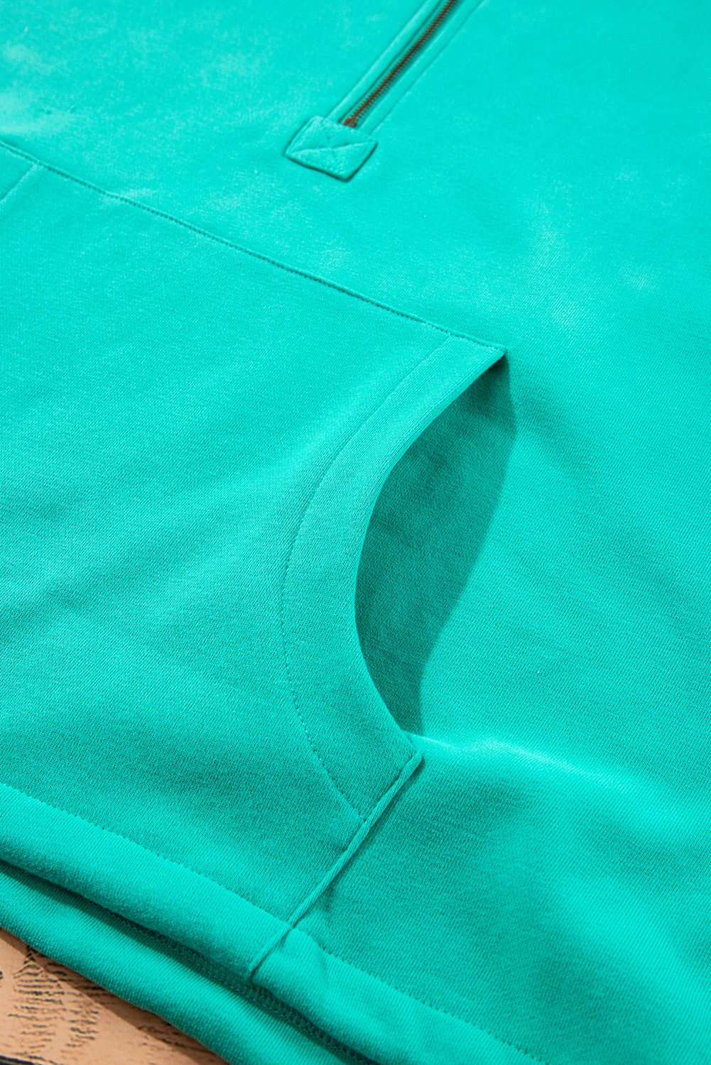 Bonbon Fleece Lined Half Zipper Kangaroo Pockets Loose Hoodie - loveforevers