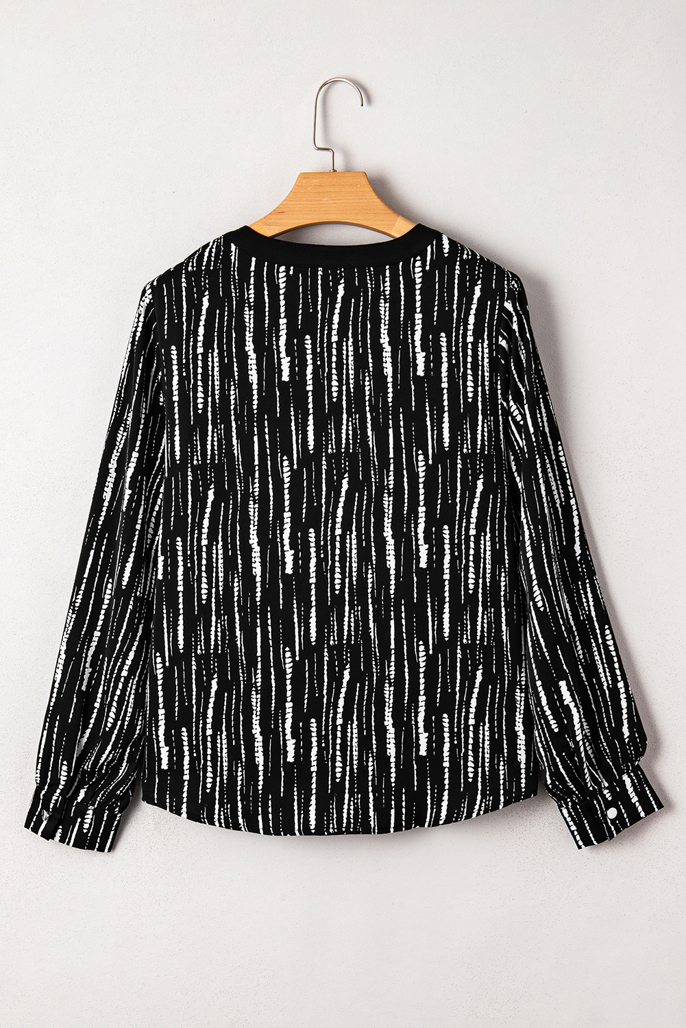 White Abstract Printed V Neck Fall Blouse - loveforevers
