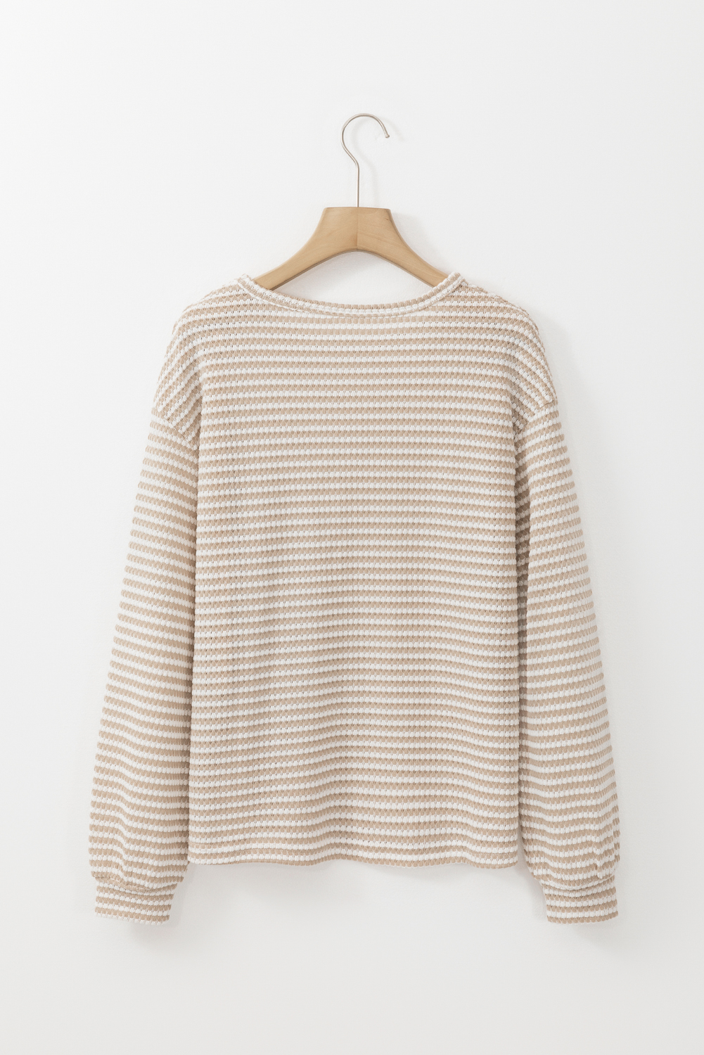 Black Stripe Round Neck Drop Shoulder Long Sleeve Top - loveforevers