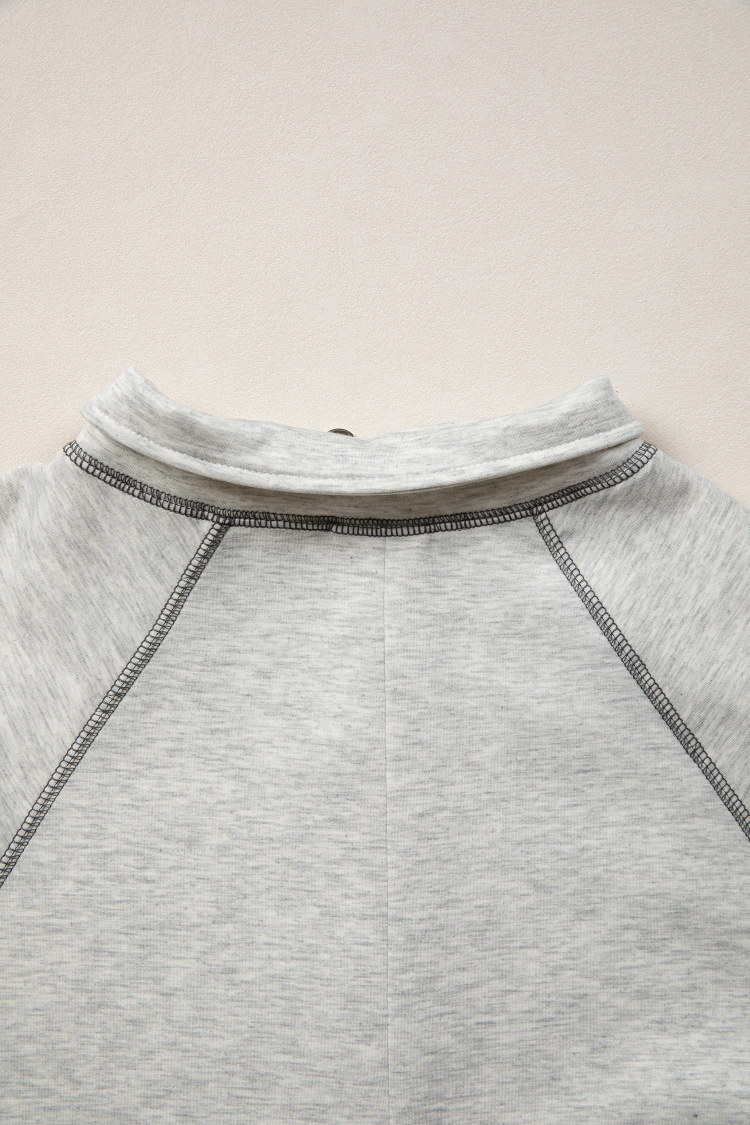 Light Grey Half Zip Stand Neck Seam Detail Long Sleeve Top - loveforevers